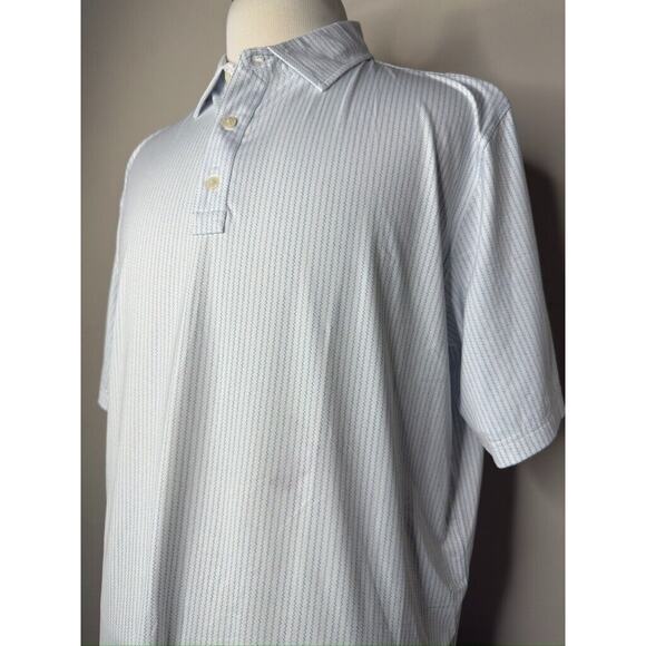 Footjoy FJ ProDry Golf Polo Shirt Mens XL White Blue Wave ZigZag Pattern Print - Picture 2 of 8